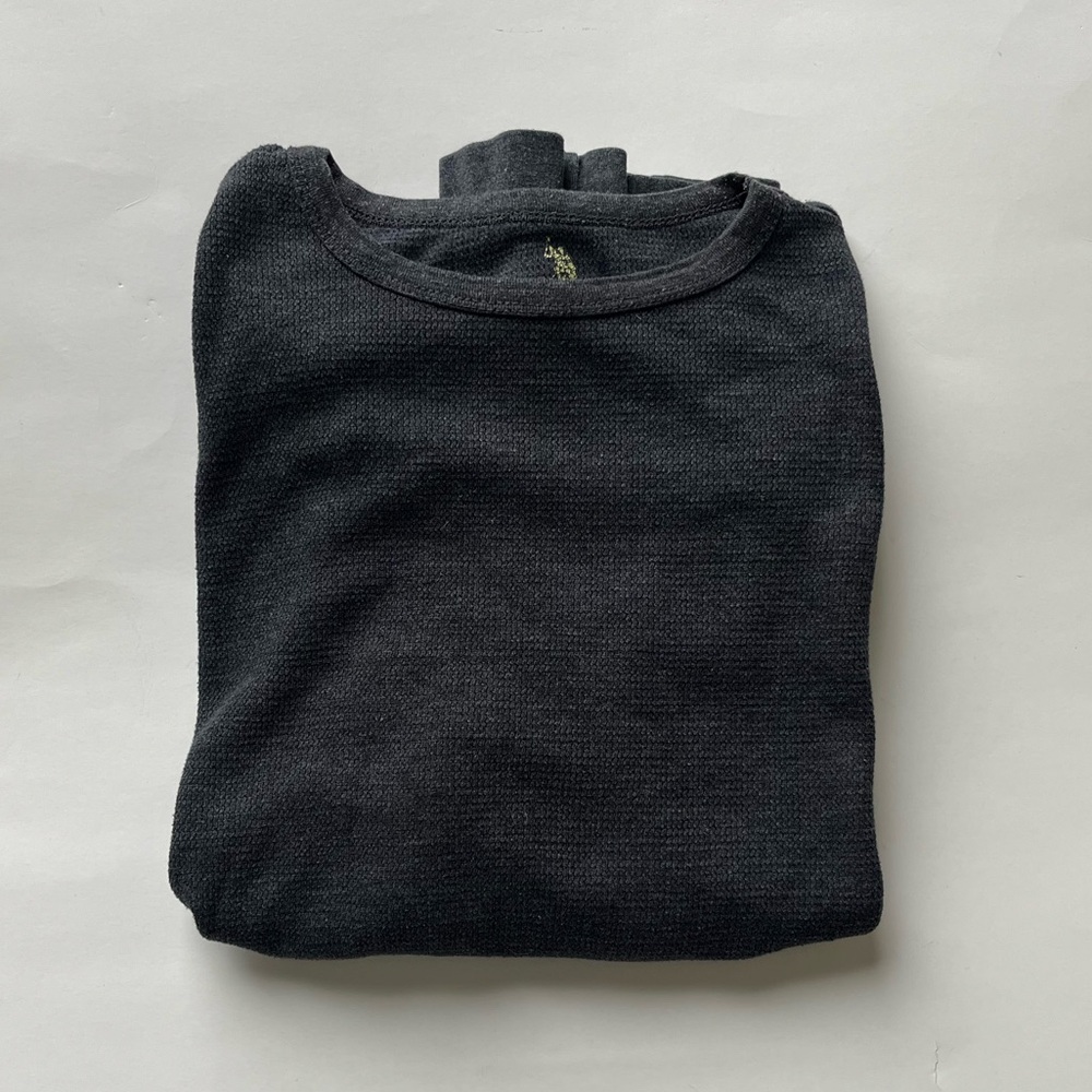 Men’s U.S. Polo Assn. Gray Charcoal Waffle Long Sleeve